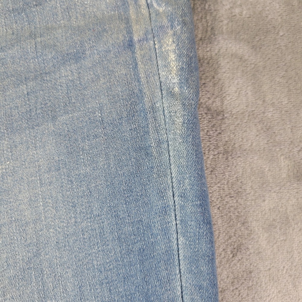 Soft Surroundings Metallic Shimmer Slim Leg Jeans Blue Silver High Rise Size 8 - Picture 10 of 10